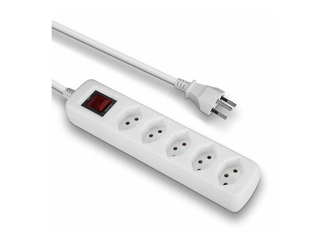 LINDY Mains 5 way gang socket Swiss with on/off Switch 2300W with overvoltage protection