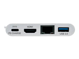 EATON TRIPPLITE USB-C Multiport Adapter - HDMI USB 3.0 Port GbE 60W PD Charging HDCP White