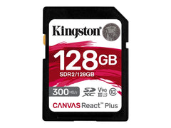 KINGSTON 128Go Canvas React Plus SDXC UHS-II 300R/260W U3 V90 for Full HD/4K/8K