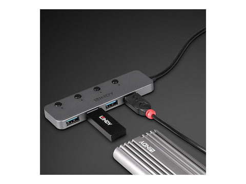 LINDY 4 Port USB 3.2 Type C Hub with On/Off Switches