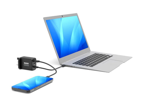 PORT DESIGNS 65W Gan Charger USB-C & USB-A Gallium Nitride Gan Technology More Efficient Smaller Lighter And Less Energy Consuming
