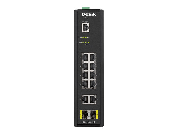 D-LINK 12 Port L2 Industrial Smart Managed Switch with 10 x 1GBaseTX ports and 2 x SFP ports