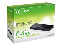 TP-LINK 7 ports USB 3.0 Hub with 2 power charge ports 2.4A Max Desktop a 12V/4A power adapter included