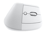 LOGITECH Lift for Business Vertical mouse ergonomic 6 buttons wireless Bluetooth 2.4 GHz Bolt USB receiver off-white