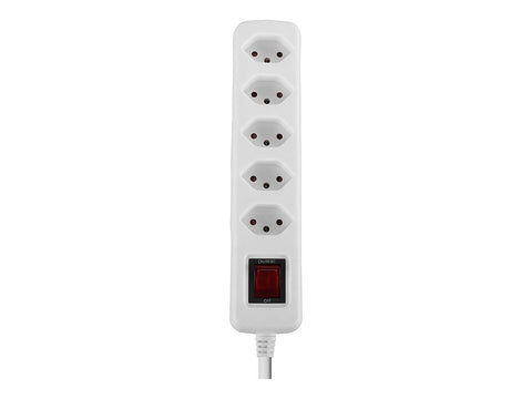 LINDY Mains 5 way gang socket Swiss with on/off Switch 2300W with overvoltage protection