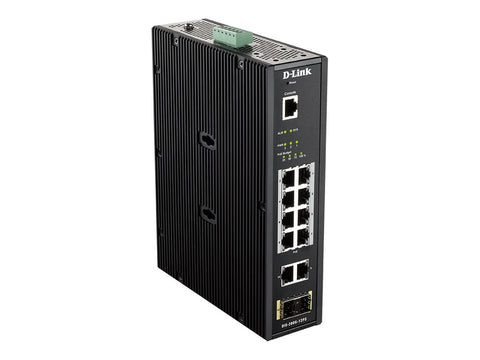 D-LINK 12 Port L2 Industrial Smart Managed Switch with 10 x 1GBaseTX ports 8 PoE 240W and 2 x SFP ports