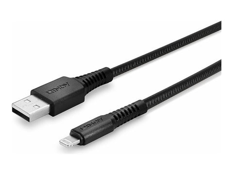 LINDY 3m Reinforced USB Type A to Lightning Charging Cable