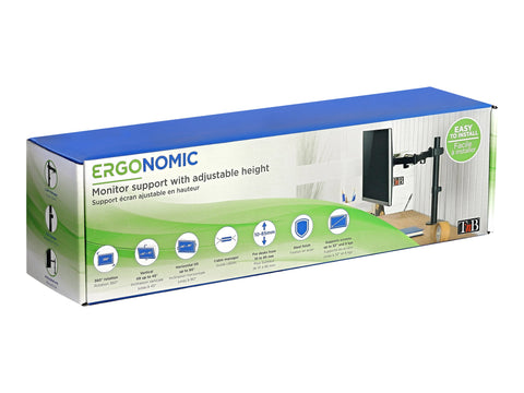 TNB ERGO Line Single Height Adjustable Monitor Stand Screen Pole With Simple Articulation And Height Adjustment