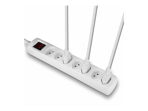 LINDY Mains 7 way gang socket Swiss with on/off Switch 2300W with overvoltage protection