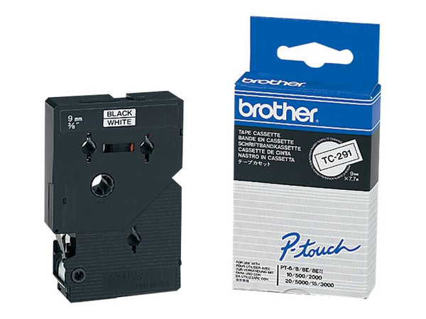 BROTHER P-TOUCH TC-291 noir sur blanc 9mm