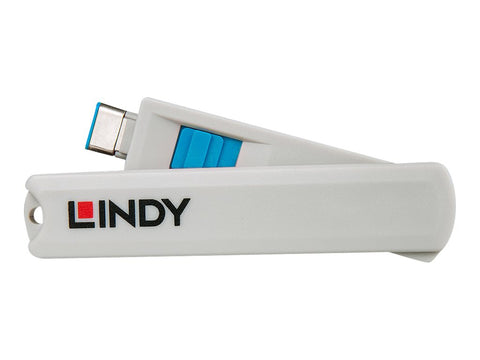 LINDY USB Type C Port Blocker Key - Pack of 4 Blockers Blue