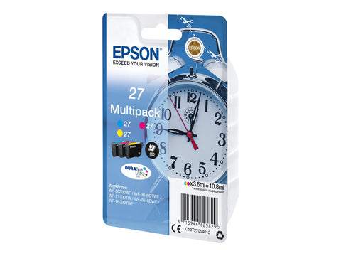 EPSON 1LB 27 ink cartridge cyan magenta and yellow standard capacity 3x3.6ml 3x350 pages combopack blister without alarm - DURABrite