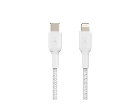 BELKIN BOOST CHARGE USB-C to Lightning Cable Braided 1M White