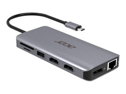 ACER 12-IN-1 TYPE-C DONGLE 2xUSB3.2 2xUSB2.0 2xHDMI DisplayPort Type C PowerDelivery SD Card reader TF Card reader 1000M Ethernet