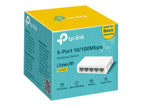 TP-LINK LiteWave 5-Port 10/100M Desktop Switch 5 10/100M RJ45 Ports Desktop Plastic Case