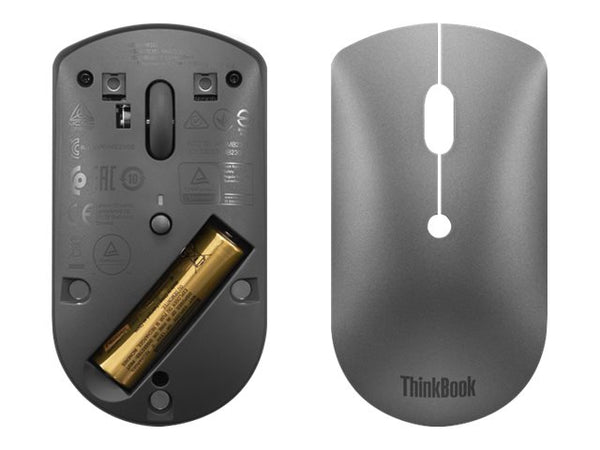LENOVO ThinkBook Silent - Souris - droitiers et gauchers - bleu optique - 3 boutons - sans fil - Bluetooth 5.0 - gris de fer