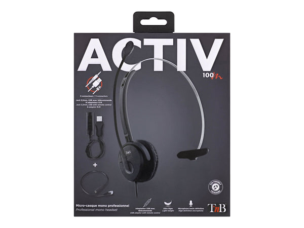 TNB Activ 100M Professional Mono Headset Jack Usb Rj9 Jack Wired Headset With Usb And Rj9 Adaptors Mono Earpad