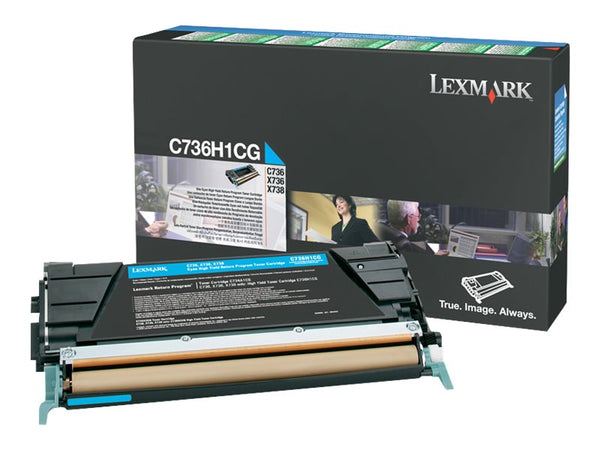 LEXMARK C736,  X736,  X738 cartouche de toner cyan haute capacité 10.000 pages pack de 1 retour programme