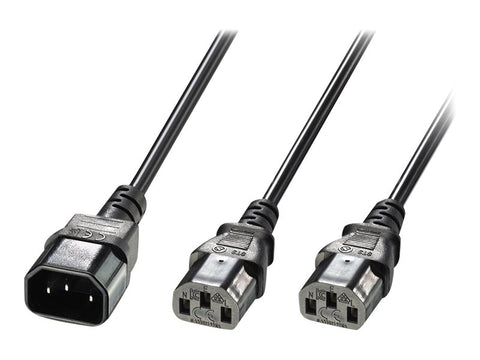 LINDY 2m IEC C14 to 2x IEC C13 Y Extension Cable