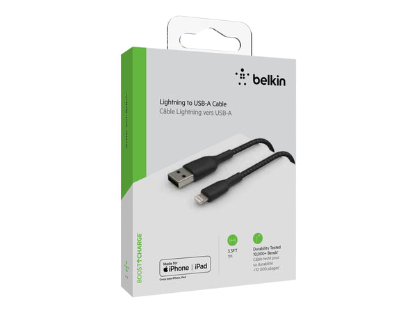 BELKIN BOOST CHARGE USB-A to Lightning Cable Braided 1M Black