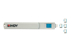 LINDY USB Type C Port Blocker Key - Pack of 4 Blockers Blue