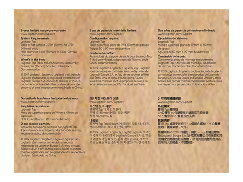 LOGITECH Tap Table Mount Video conferencing controller mounting kit for Room Solution Base Bundle Huddle Large Tap