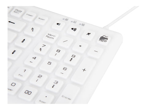 URBAN FACTORY USB wired keyboard ABS silicone White Antimicrobial treatment QWERTY