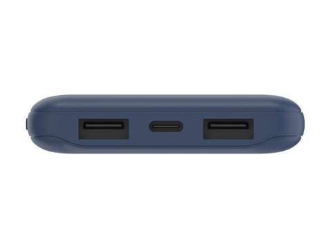 BELKIN Batterie externe 3 ports 10K avec câble USB-A vers USB-C bleu