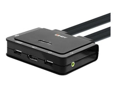LINDY 2 Port DisplayPort 1.2 USB 2.0 Cable KVM Switch with Audio