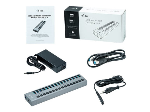 I-TEC USB 3.0 Charging HUB 16port port with external adapter 90W 16xUSB chargingport for Tablets Notebooks Ultrabooks PC
