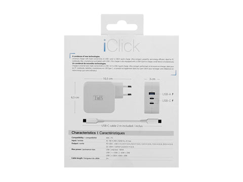 TNB iClick - GAN 100W USB-C and USB-A Charger white