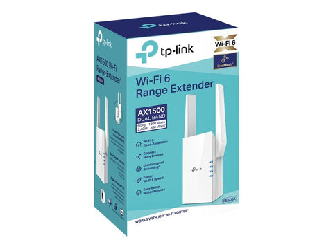 TP-LINK AX1500 Wi-Fi 6 Range Extender Broadcom 1.5GHz Tri-Core CPU Wall Plugged 2 external antennas