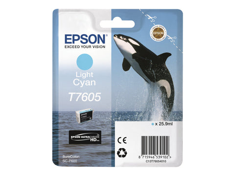 EPSON T7605 cartouche dencre cyan haute capacité clair 25,9ml 2390 pages pack de 1