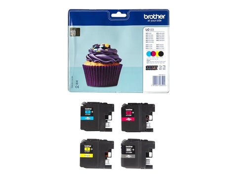 BROTHER LC-123 cartouche dencre noir et tricolore capacité standard 1-pack blister sans alarme
