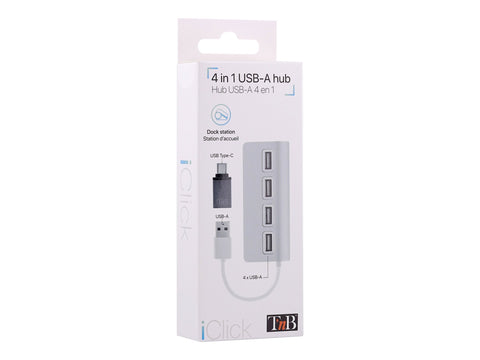 TNB Hub 4 Ports USB 2.0 Selfpowered Compatible Pc/Mac Aluminium Finish