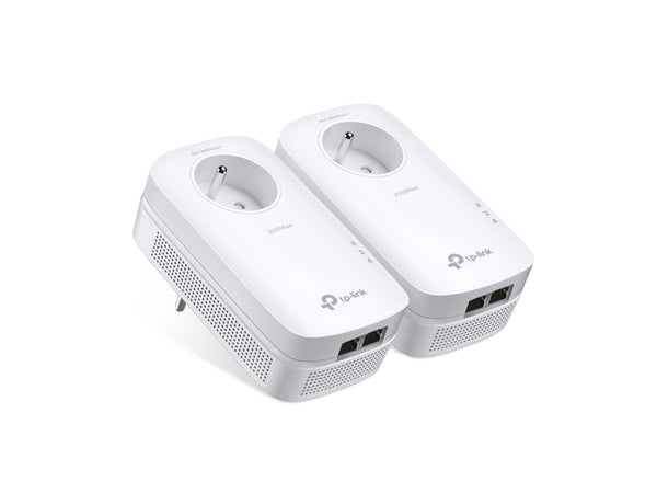 TP-LINK AV2000 2-Port Gigabit Passthrough Powerline Starter Kit 2000Mbps Powerline Data Rate Line-Neutral/Line-Ground 2x2 MIMO 2