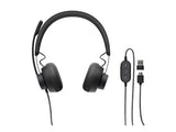 LOGITECH Zone Wired Headset on-ear wired USB-C graphite