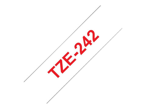 BROTHER P-TOUCH TZE-242 rouge sur blanc 18mm