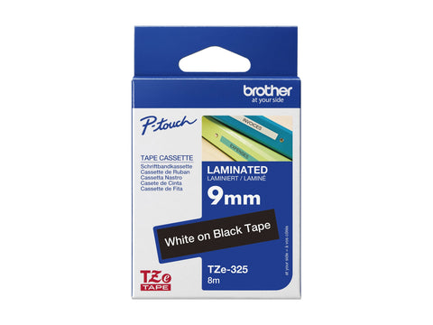 BROTHER P-TOUCH TZE-325 blanc sur noir  9mm