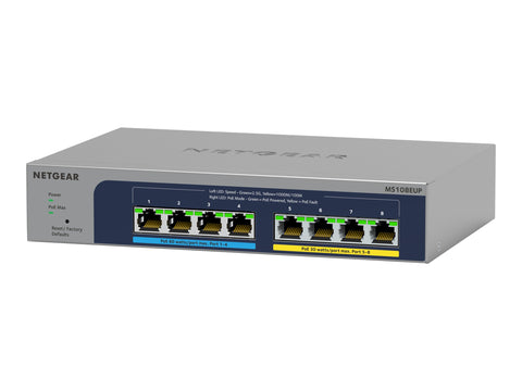 NETGEAR MS108UP 8Port Ultra60 PoE++ Multi-Gigabit 2.5G Ethernet Unmanaged Switch with 230W PoE-Budget 1G/2.5G-Ports Desktop/Wallmnt