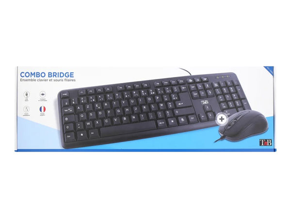 TNB BRIDGE - Wired mouse + keyboard AZERTY- black (FR)