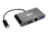 EATON TRIPPLITE USB-C Multiport Adapter - HDMI USB 3.0 Port GbE 60W PD Charging HDCP Black