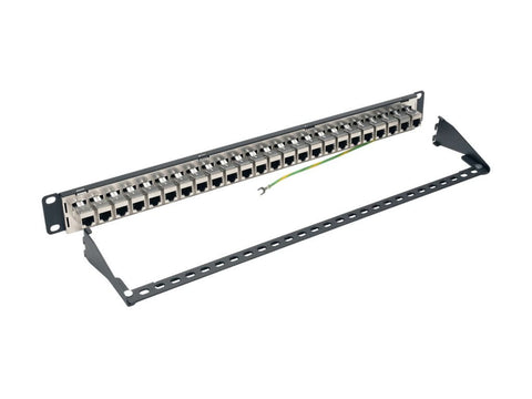 EATON TRIPPLITE 24-Port 1U Rack-Mount STP Shielded Cat6a Feedthrough Patch Panel RJ45 Ethernet TAA