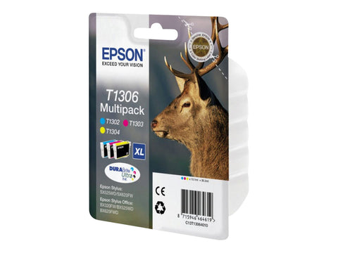 EPSON 1LB T1306 ink cartridge tri-colour extra high capacity 3 x 10.1ml 3-pack RF-AM blister DURABrite Ultra Ink w/s