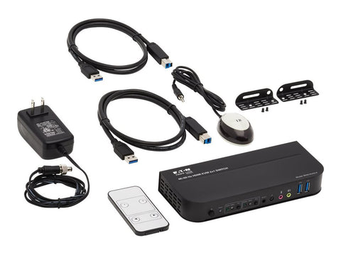 EATON TRIPPLITE 2-Port HDMI/USB KVM Switch 4K 60Hz HDR HDCP 2.2 IR USB Sharing USB 3.0 Cables