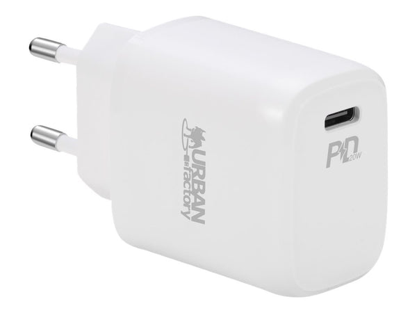 URBAN FACTORY 20W USB-C wall charger 1X 3A EU plug White