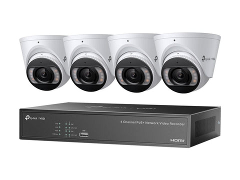 TP-LINK VIGI 4MP Full-Color Turret IPC and 4 Channel PoE+ NVR KIT