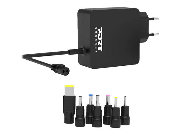 PORT DESIGNS Universal Power Adapter For Notebooks Up To 45W EU Plug 7 Universal Detachable Tips