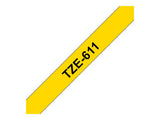 BROTHER P-TOUCH TZE-611 noir sur jaune  6mm