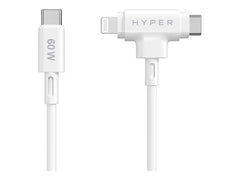 TARGUS Hyper HyperJuice Silicone USB-C to USB-C and Lightning Hybrid 60W Cable - White